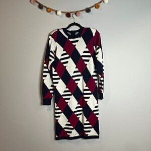 Vintage Liz Claiborne 1980's patterned sweater dress